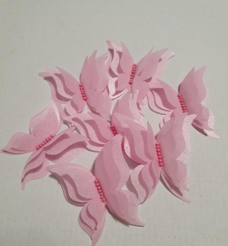 Вафельні метелики фігурні для декору 7 шт рожеві